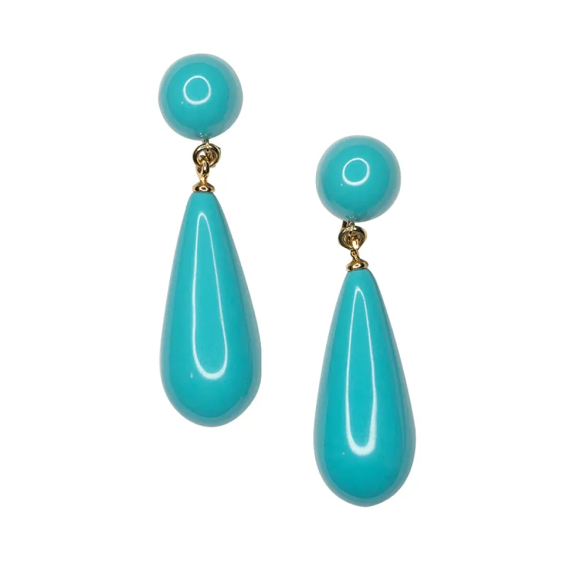 Turquoise Teardrop Pierced or Clip Earrings sold by Kenneth Jay Lane