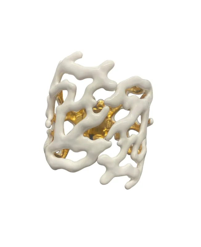 White Enamel Coral Branch Cuff sold by Kenneth Jay Lane
