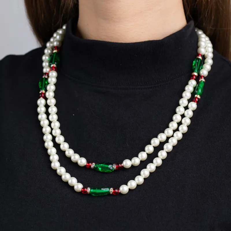 Pearl, Emerald and Ruby Necklace sold by Kenneth Jay Lane