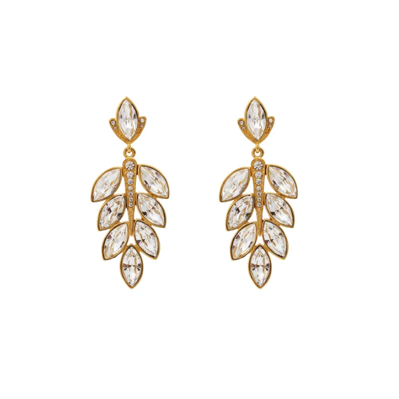Cascading Crystal Leaves Pierced Earring sold by Kenneth Jay Lane
