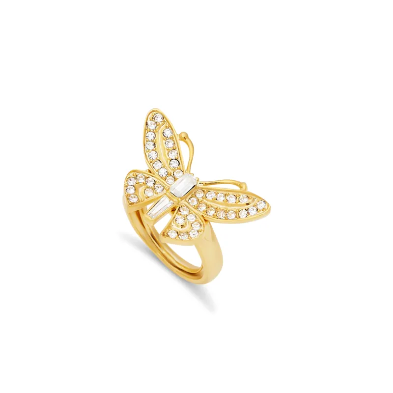 Gold & Crystal Adjustable Butterfly Ring sold by Kenneth Jay Lane