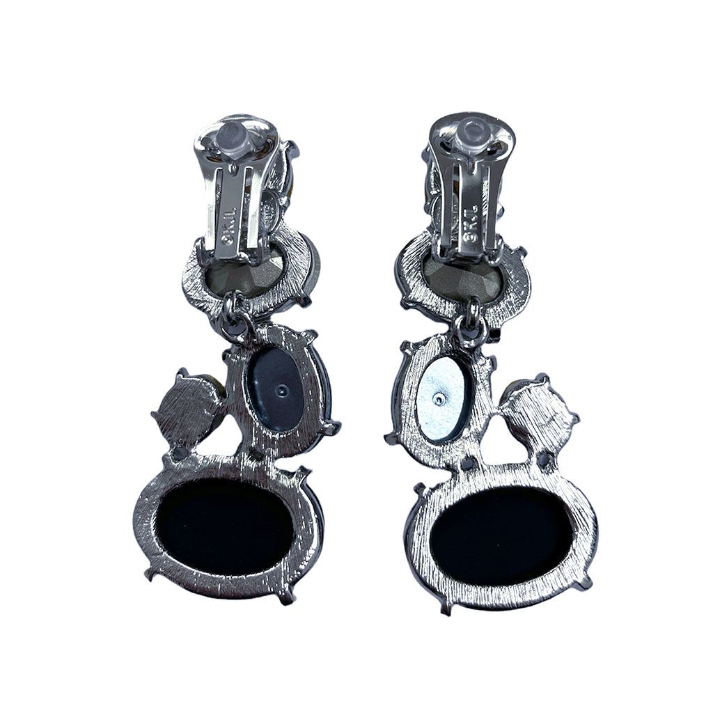 Black Diamond and Pearl Drop Clip Earring sold by Kenneth Jay Lane product image thumbnail 2