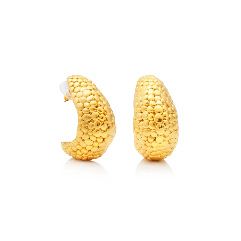Gold Textured Post Hoop Earring sold by Kenneth Jay Lane