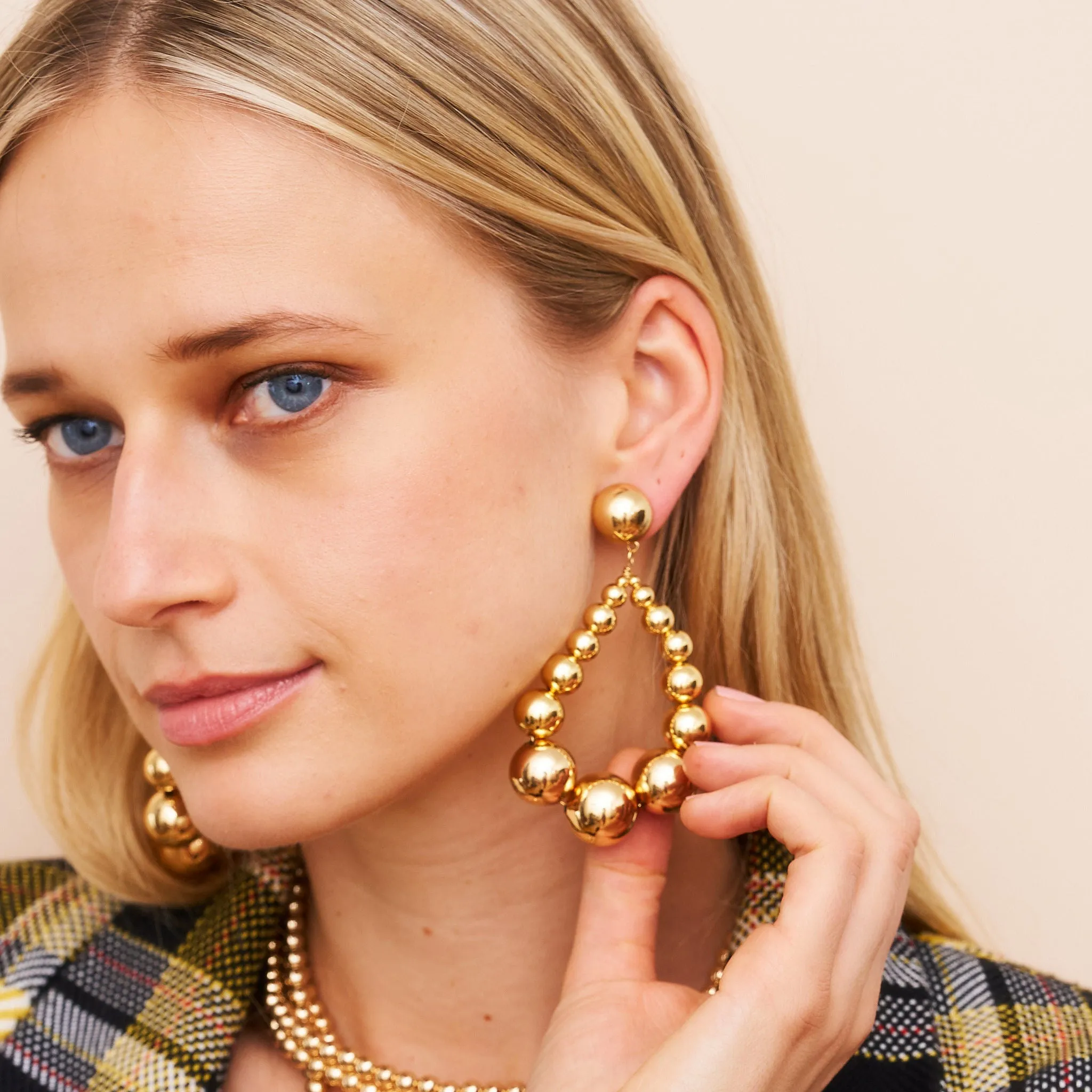 Gold Bead Drop Pierced Earrings sold by Kenneth Jay Lane product image thumbnail 2