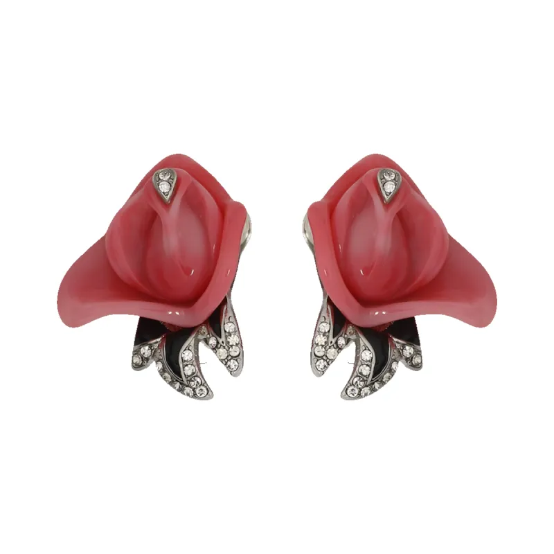 Pink & Black Leaves Clip Earring sold by Kenneth Jay Lane