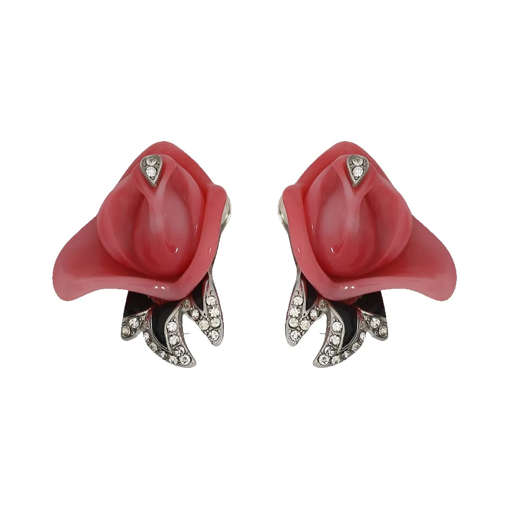 Pink & Black Leaves Clip Earring sold by Kenneth Jay Lane