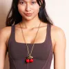 Gold Rope Chain & Cherry Pendant Necklace sold by Kenneth Jay Lane