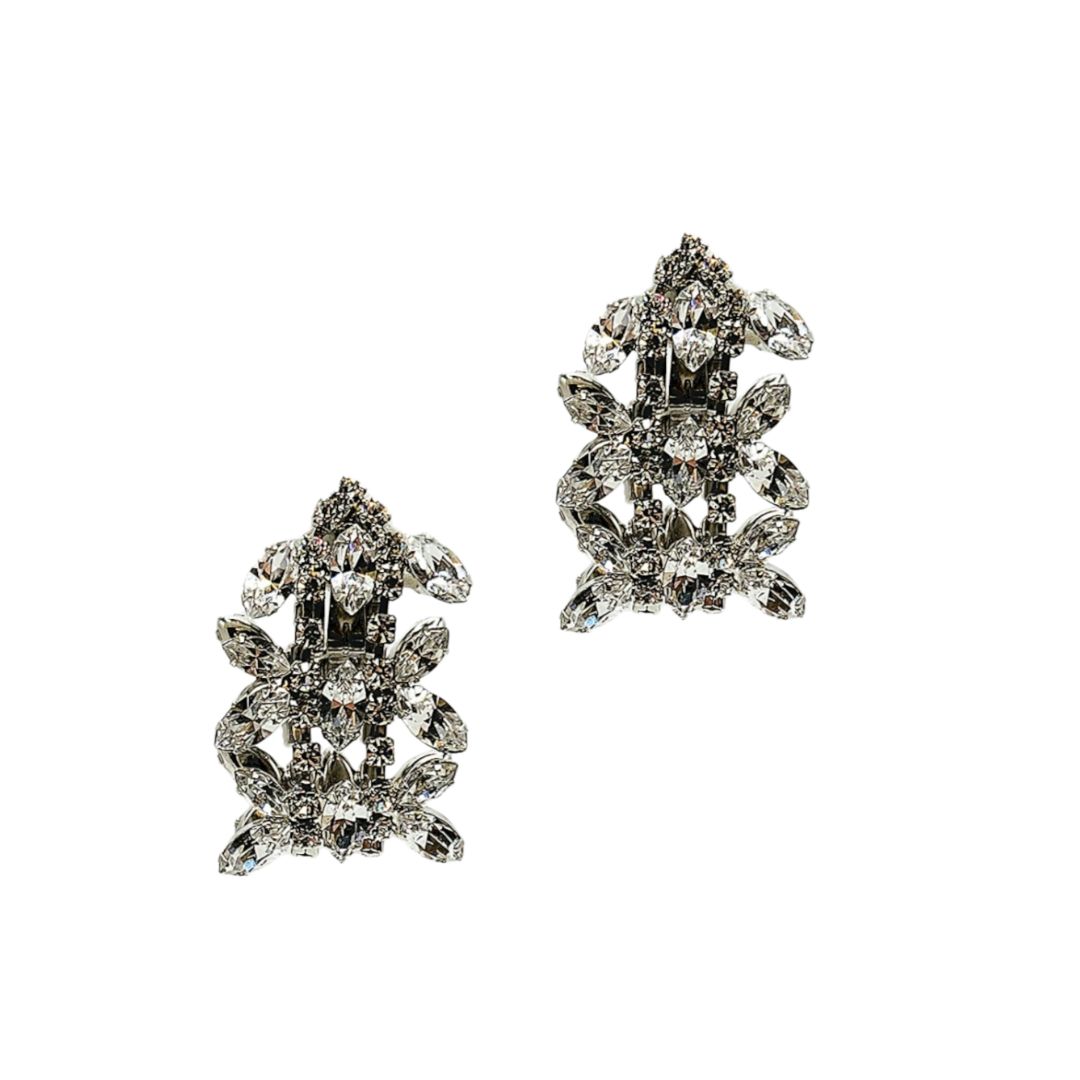 Silver and Oval Crystal Clip Earring sold by Kenneth Jay Lane