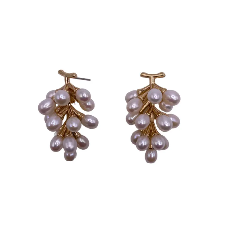 Freshwater Pearl and Gold Cluster Earrings sold by Kenneth Jay Lane