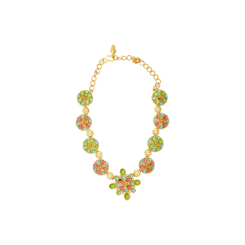 Multicolored Gem Cabochon & Gold Chain Necklace sold by Kenneth Jay Lane