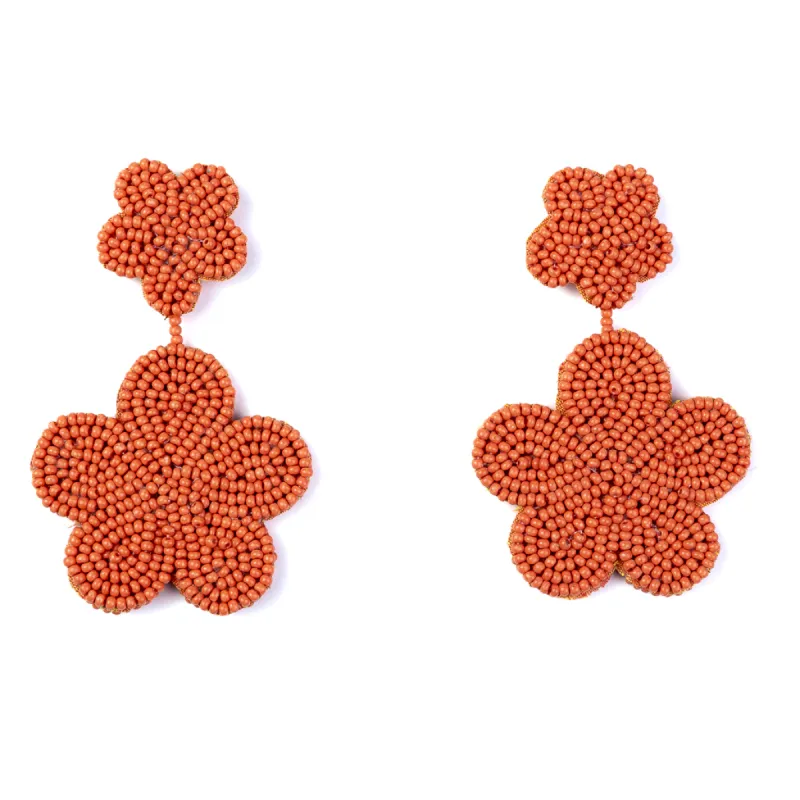 Coral Bead Flower Earrings sold by Kenneth Jay Lane