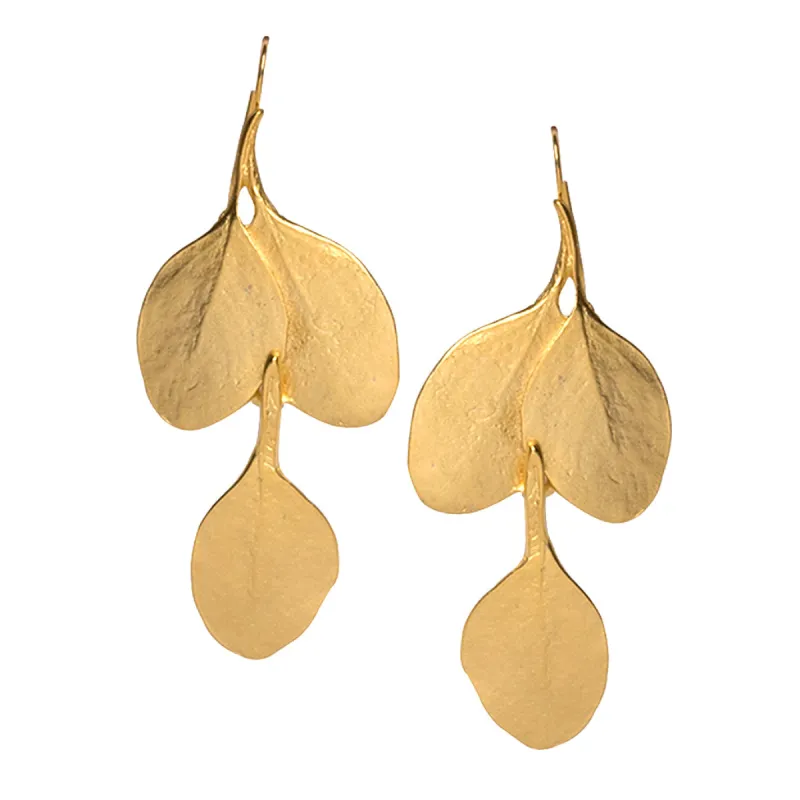 Satin Gold Long Leaf Pierced Earrings sold by Kenneth Jay Lane