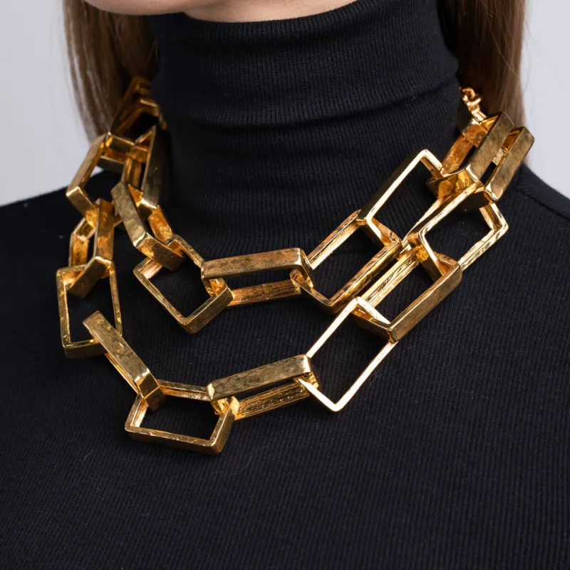 Gold Rectangle Link Necklace sold by Kenneth Jay Lane