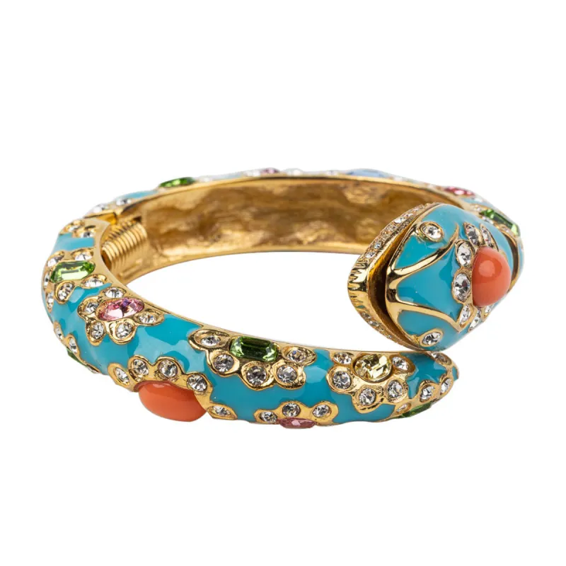 Turquoise Multicolored Stone Snake Bracelet sold by Kenneth Jay Lane