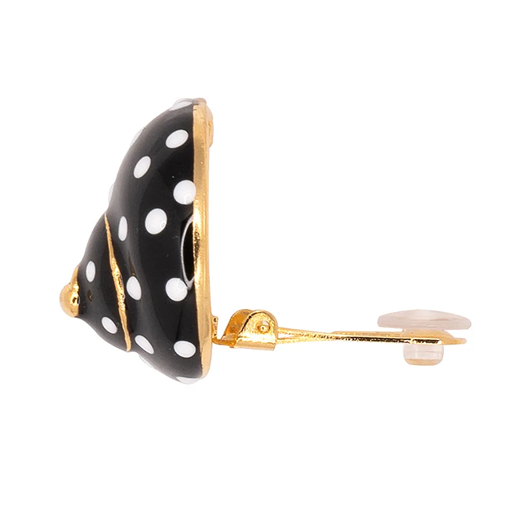 Black with White Dots Shell Clip Earrings sold by Kenneth Jay Lane product image thumbnail 3