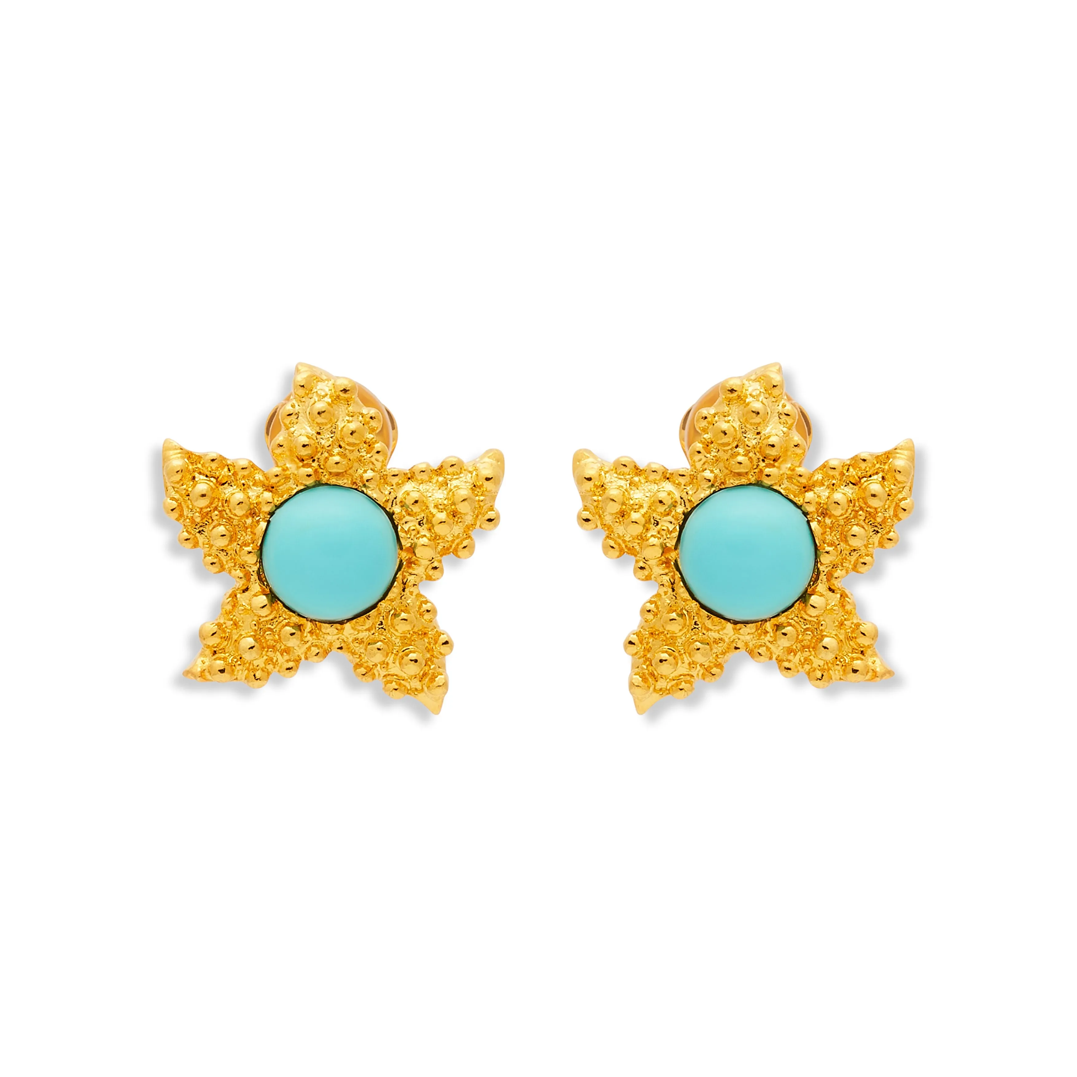 Gold &Turquoise Center Starfish Clip Earrings sold by Kenneth Jay Lane