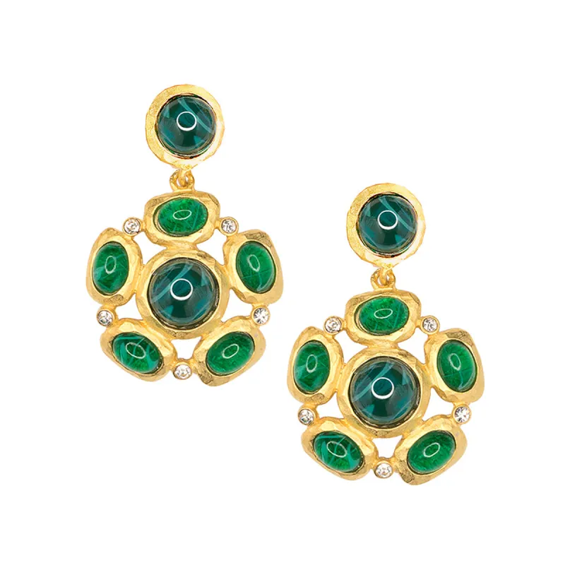 Emerald Cabochon Pierced or Clip Earrings sold by Kenneth Jay Lane