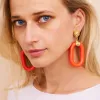 Polished Gold & Coral Resin Drop Earrings sold by Kenneth Jay Lane