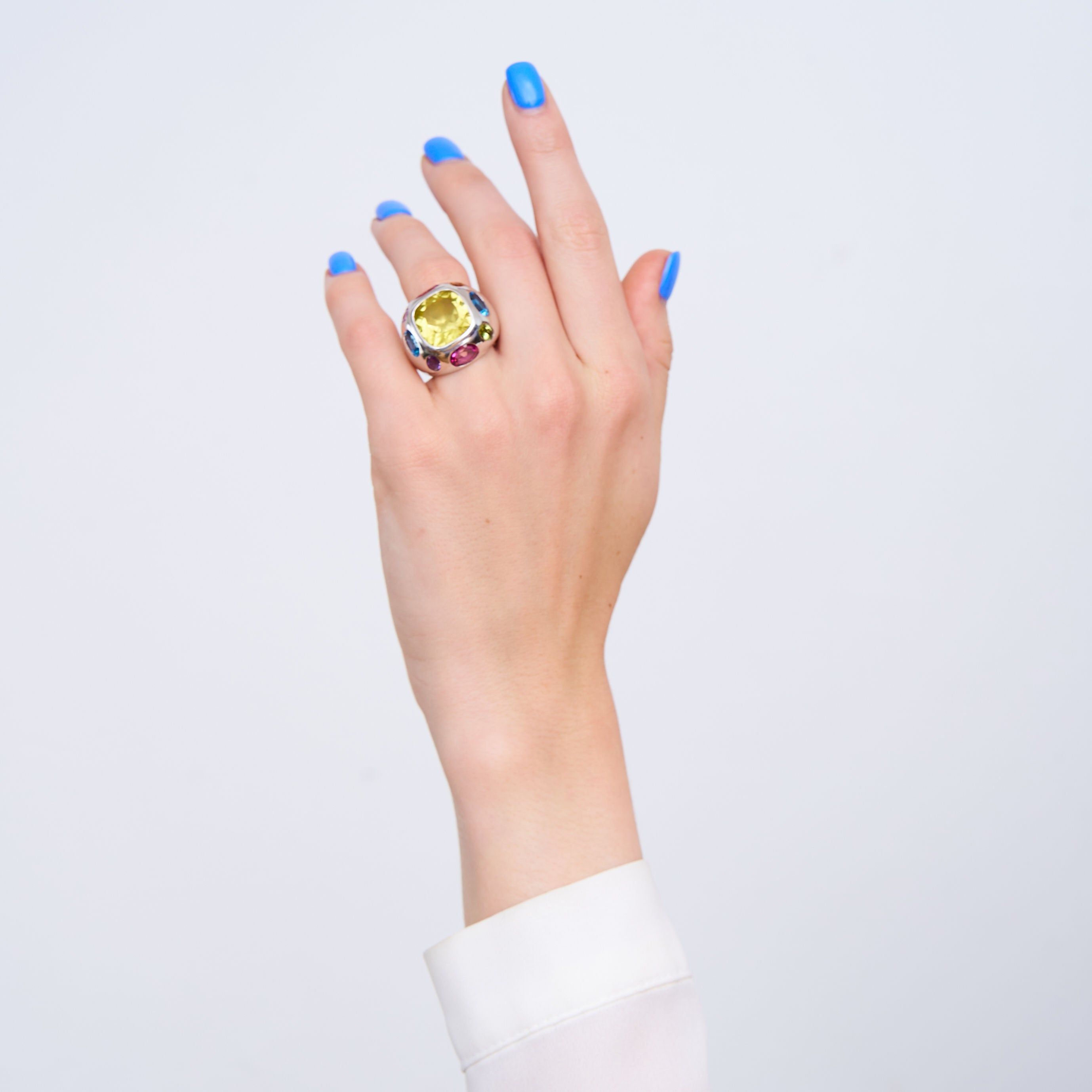 925 Silver and Peridot Center Adjustable Ring sold by Kenneth Jay Lane product image thumbnail 2