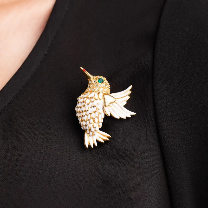 White Hummingbird Pin sold by Kenneth Jay Lane