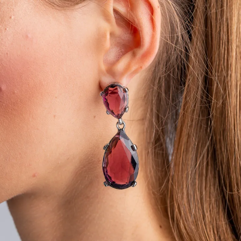 Amethyst and Silver Teardrop Pierced or Clip Earrings sold by Kenneth Jay Lane