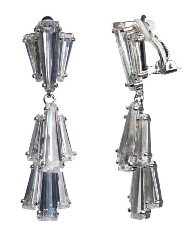 Tiered Baguette CZ Clip On Earrings sold by Kenneth Jay Lane