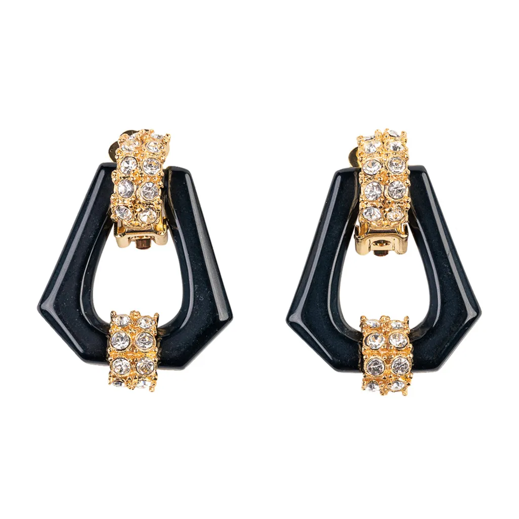 Gold and Crystal Hexagon Drop Clip Earring sold by Kenneth Jay Lane