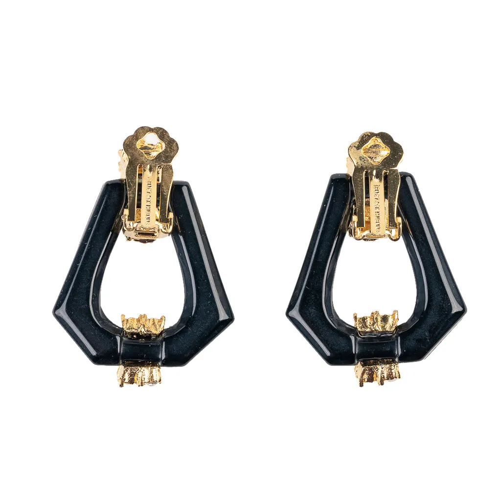 Gold and Crystal Hexagon Drop Clip Earring sold by Kenneth Jay Lane product image thumbnail 3