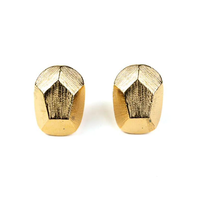 Gold Nugget Clip Earrings sold by Kenneth Jay Lane