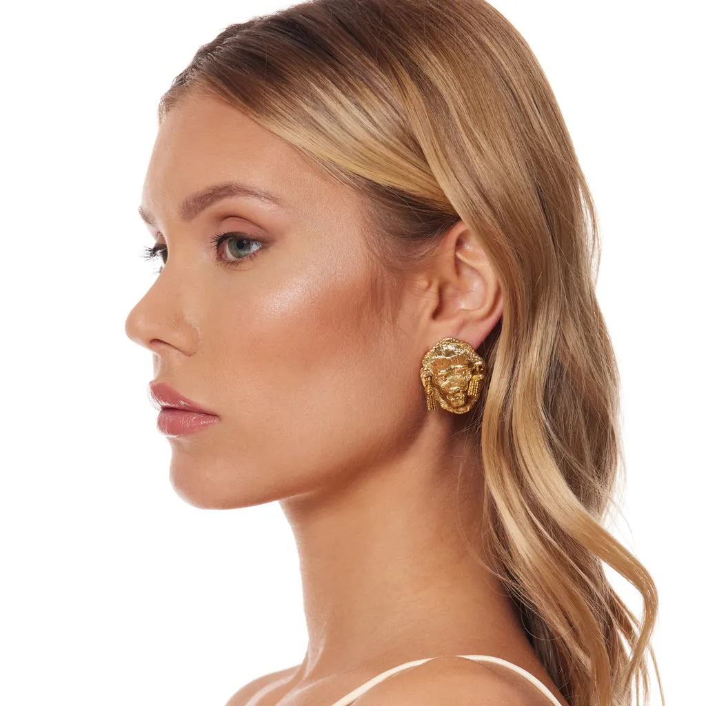 Gold Lion Head Clip Earrings sold by Kenneth Jay Lane product image thumbnail 2