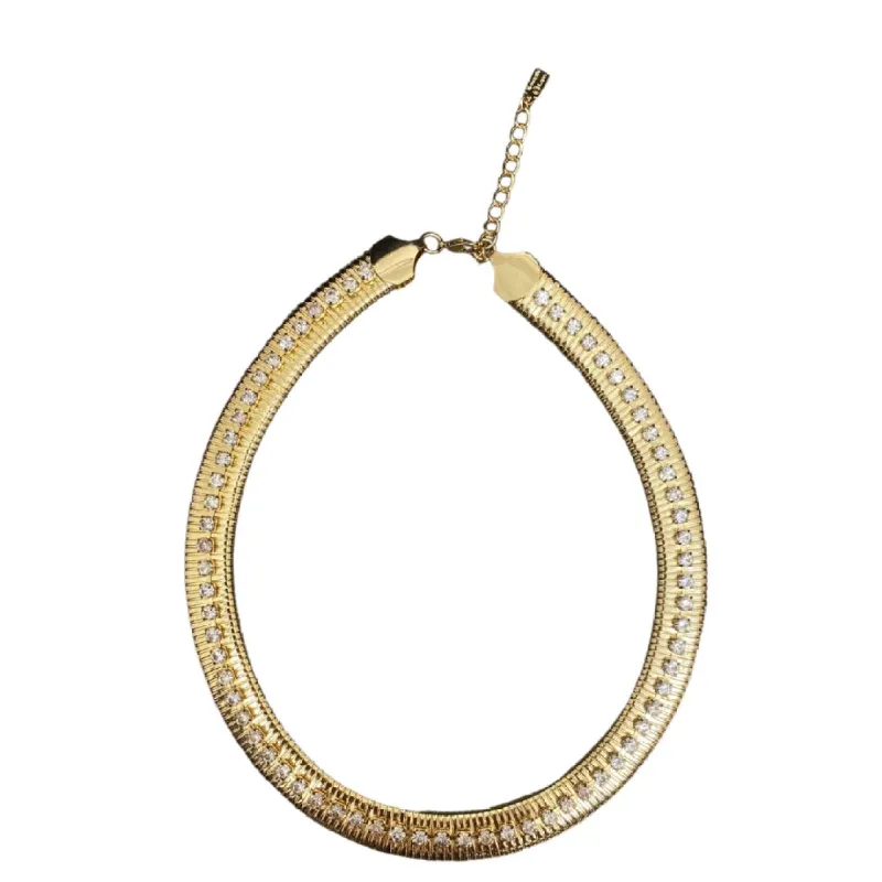 Gold Collar Necklace with Crystals sold by Kenneth Jay Lane