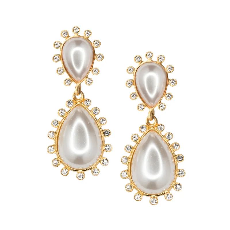Pearl Teardrop Clip Earrings sold by Kenneth Jay Lane