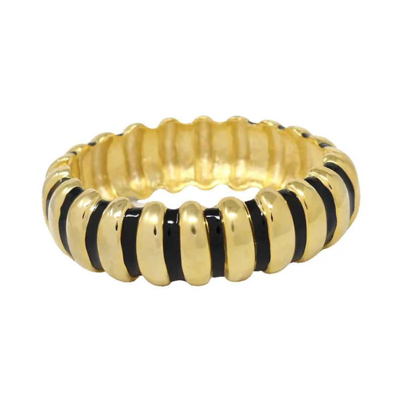 Black Enamel Ribbed Bracelet sold by Kenneth Jay Lane