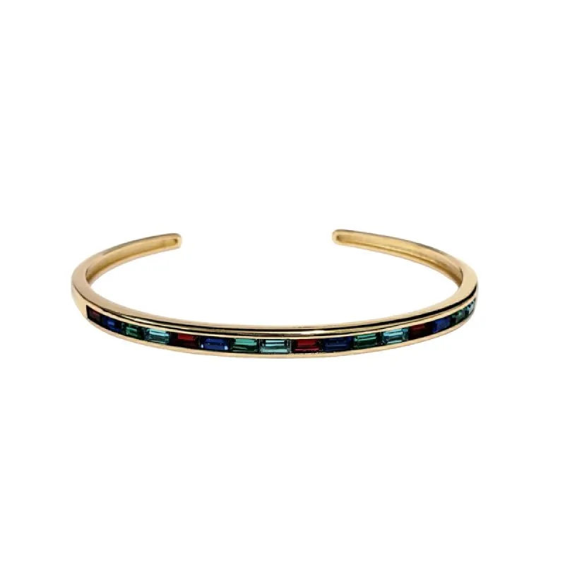 Gold with Multicolor Baguette Open Cuff Bracelet sold by Kenneth Jay Lane