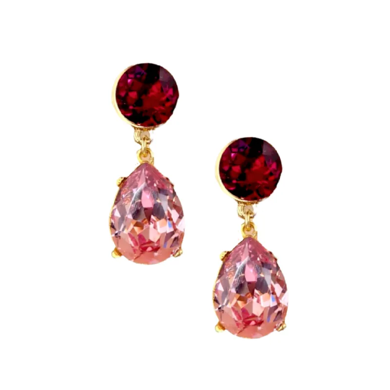 Ruby & Pink Teardrop Pierced Earring sold by Kenneth Jay Lane