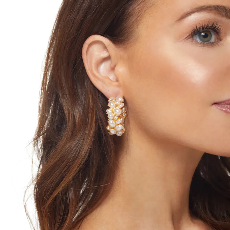 White Pearl Hoop Clip Earring sold by Kenneth Jay Lane