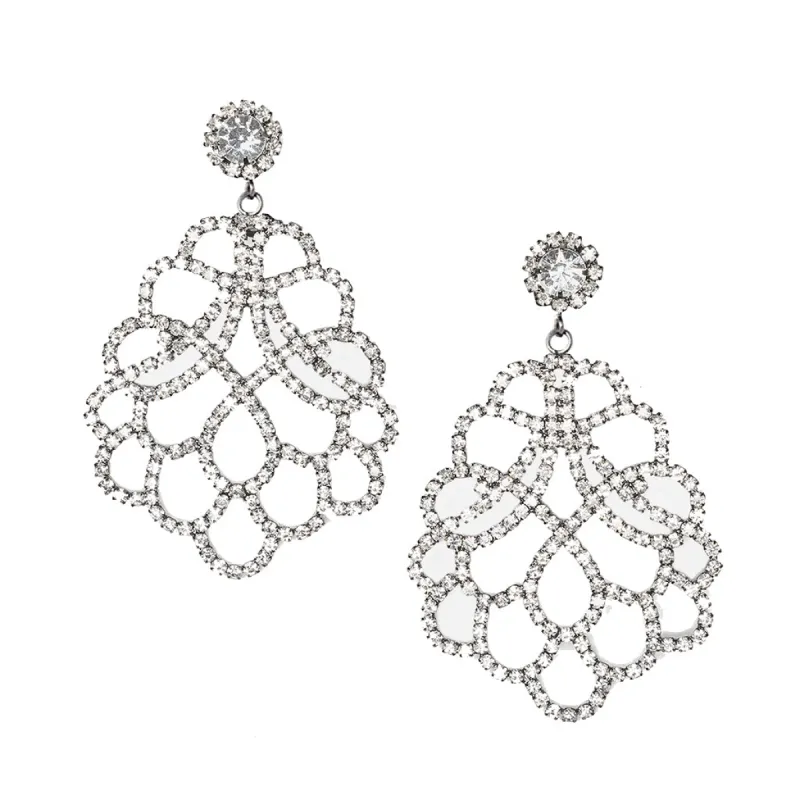 Crystal Lace Clip Earrings sold by Kenneth Jay Lane
