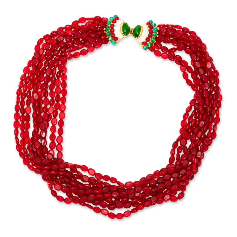 Ruby Bead & Gemstone Necklace sold by Kenneth Jay Lane