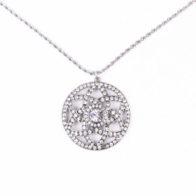 Rhodium and Rhinestone Pendant Necklace sold by Kenneth Jay Lane