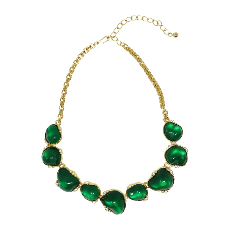 Gold Crystal Odd Emerald Necklace sold by Kenneth Jay Lane