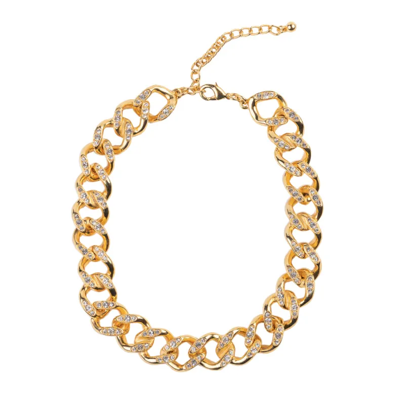 Gold and Crystal Link Necklace sold by Kenneth Jay Lane