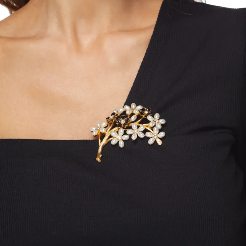 Crystal Flowers Branch Pin sold by Kenneth Jay Lane