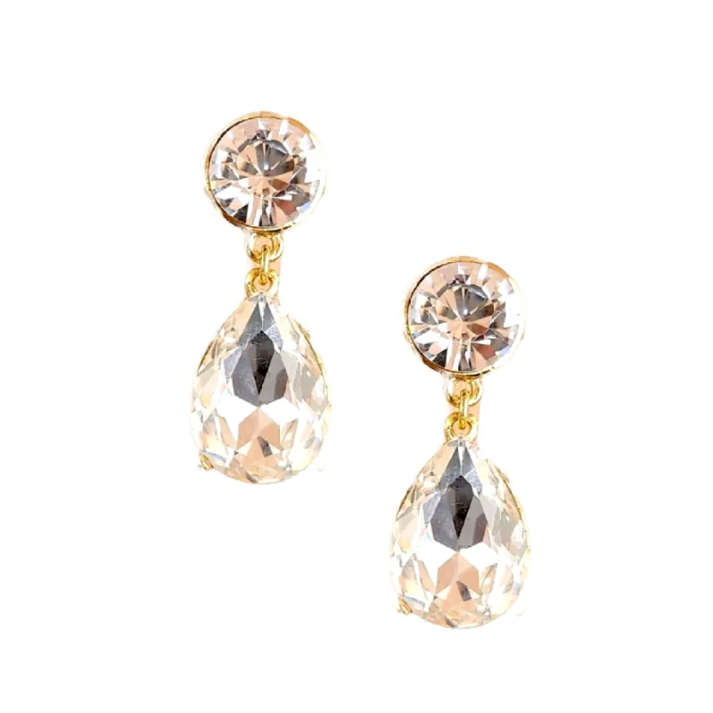 Clear Crystal Teardrop Pierced Earring sold by Kenneth Jay Lane
