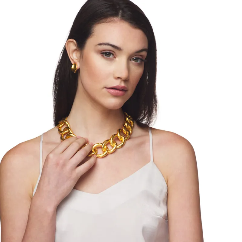 Satin Gold Hammered Link Necklace sold by Kenneth Jay Lane