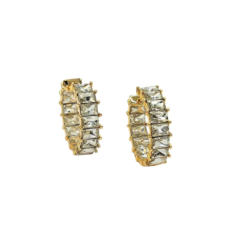 Gold With Crystal Baguette Hoop Pierced Earring sold by Kenneth Jay Lane