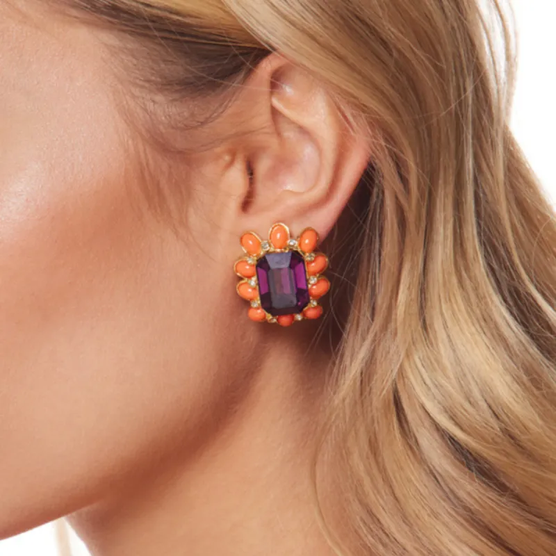 Amethyst Center Oval Shape Clip Earring sold by Kenneth Jay Lane