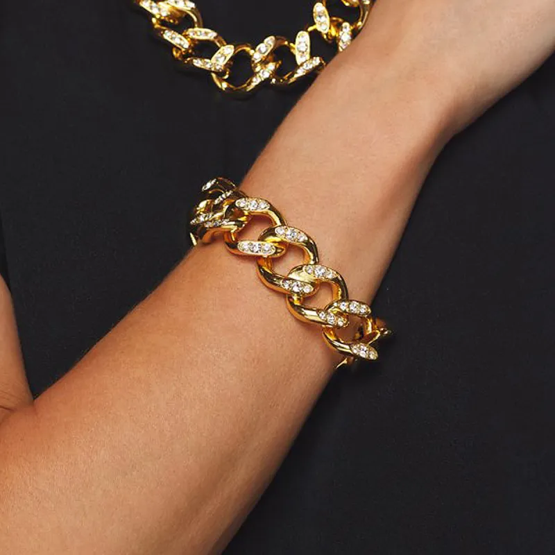 Gold and Crystal Link Bracelet sold by Kenneth Jay Lane