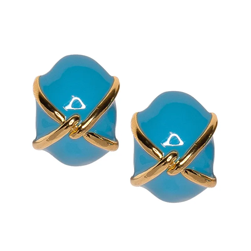 "X" Turquoise Button Clip Earring sold by Kenneth Jay Lane
