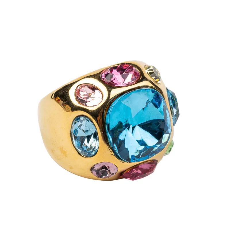Gold and Light Multi Stones Ring sold by Kenneth Jay Lane