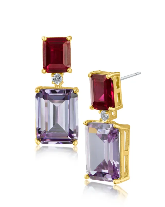 Ruby and Lavender Two Tone Earrings sold by Kenneth Jay Lane